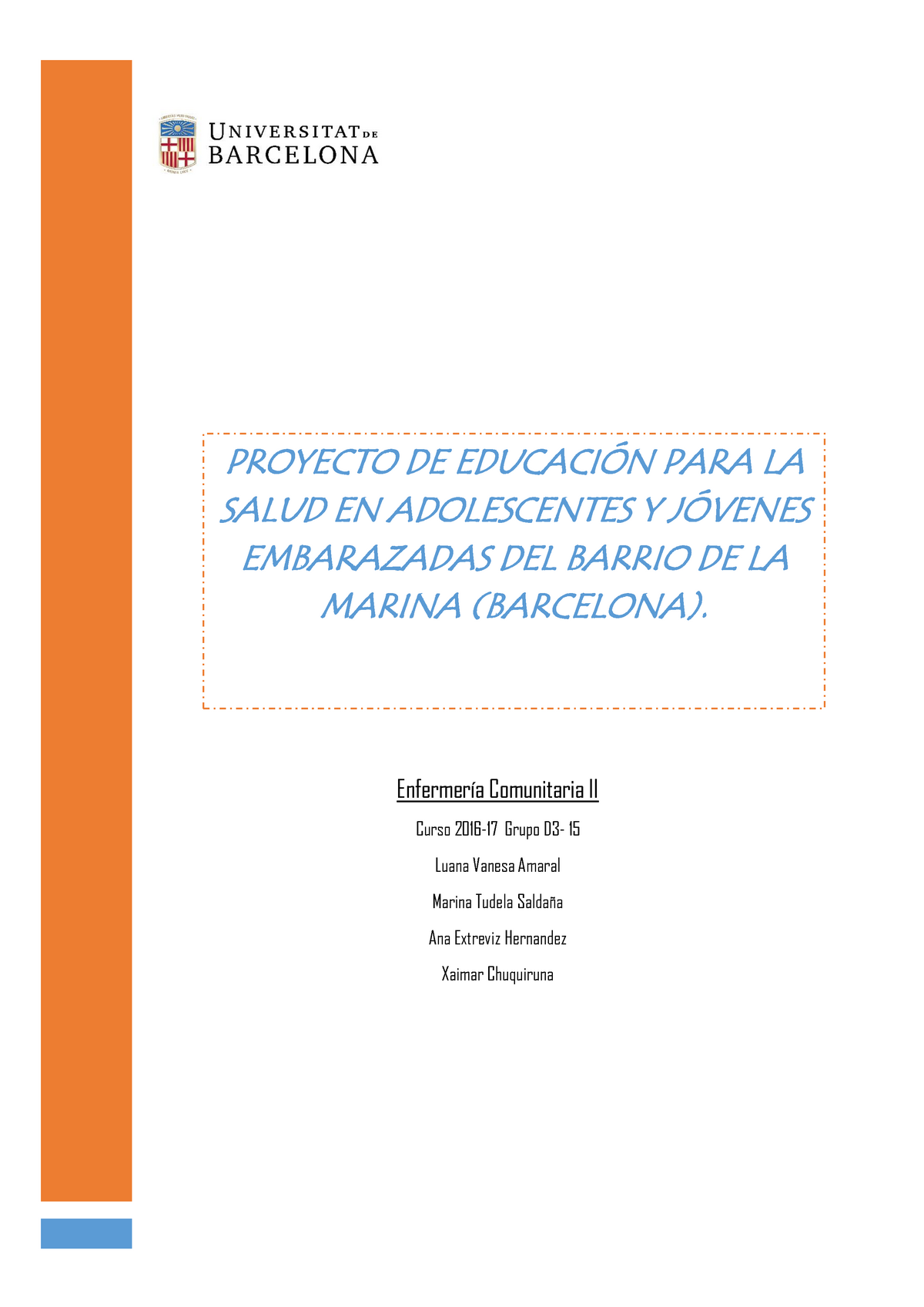 Proyecto De Educación Para La Salud Proyecto De EducaciÓn Para La Salud En Adolescentes Y 5876