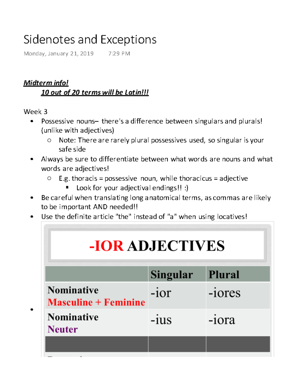 Classics 3MT3 Important Notes - 10 out of 20 terms will be Latin ...