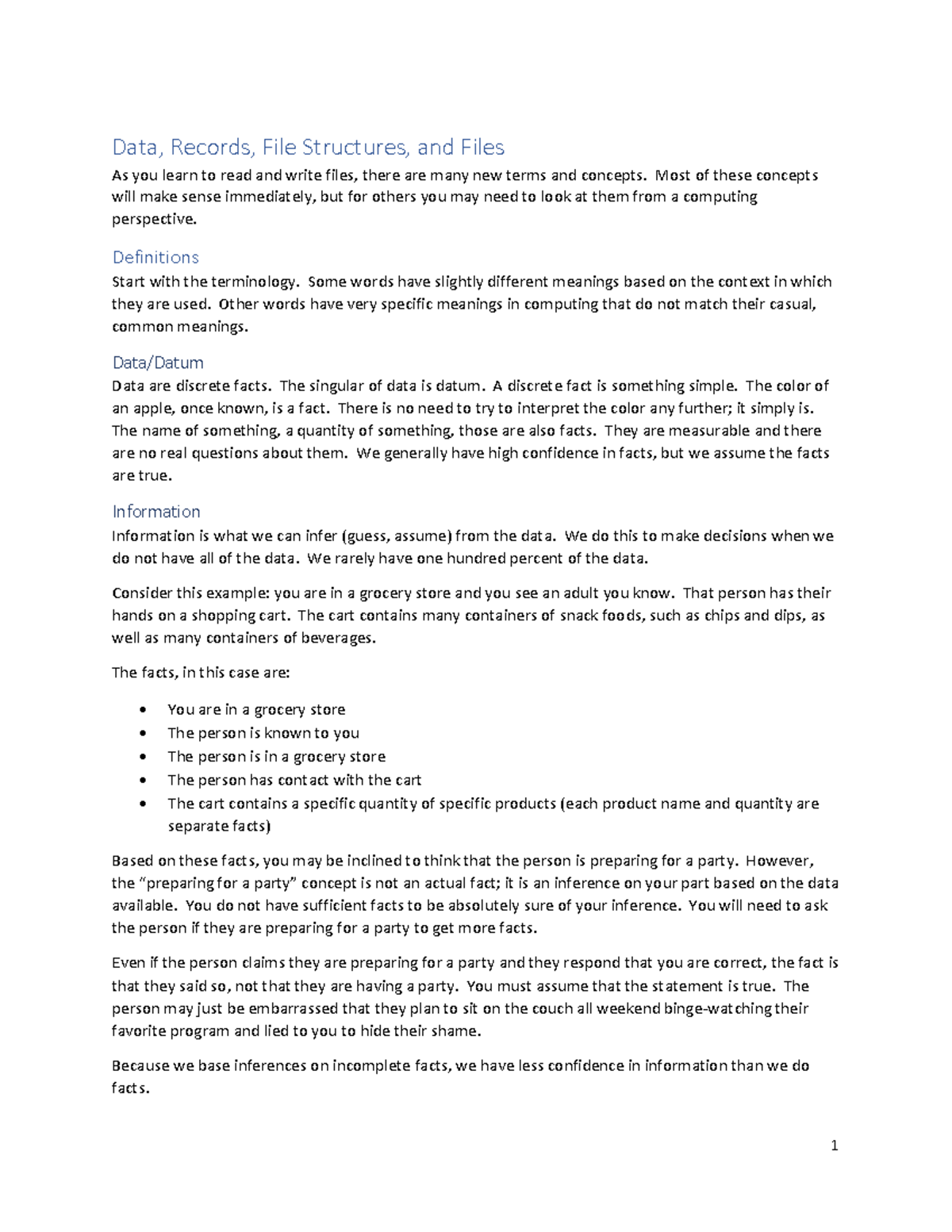 Data Records Files Structures and Files - Most of these concepts will ...