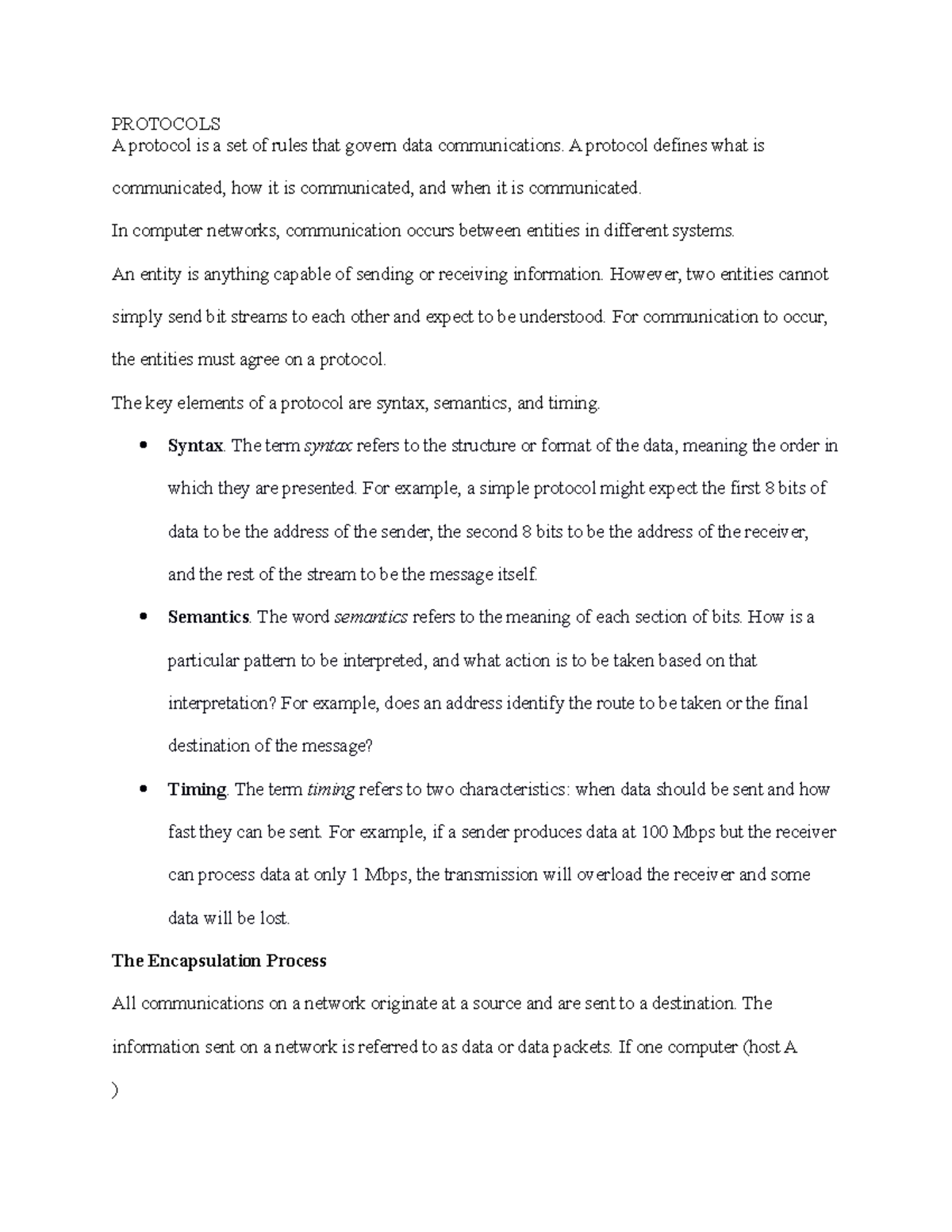 6th Protocols AND TCP Model - PROTOCOLS A protocol is a set of rules ...