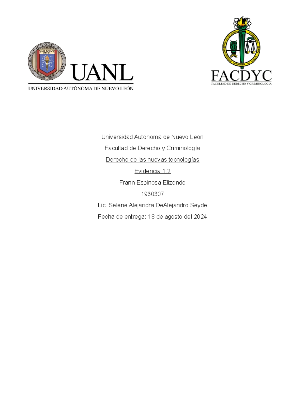 FEE EV1 - EVIDENCIA 1 - Universidad Autónoma de Nuevo León Facultad de ...