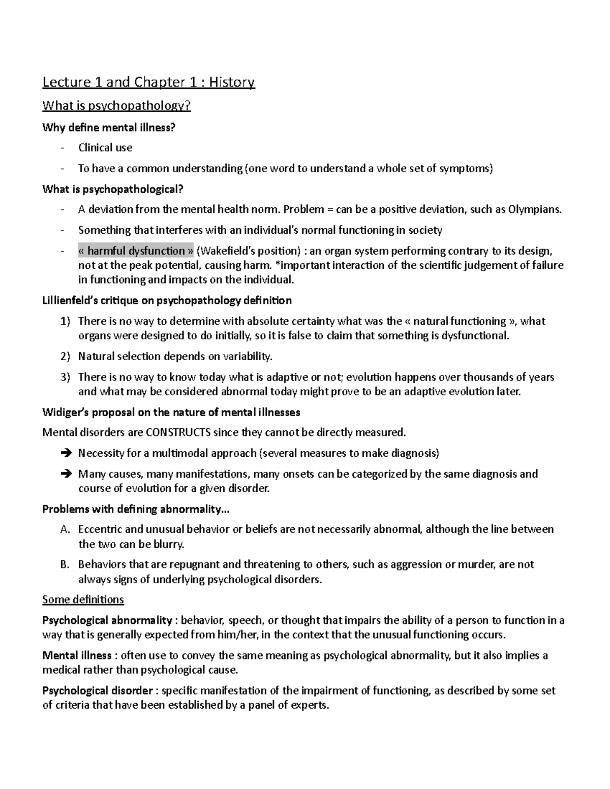 Midterm 1 PSYC 337 - Lecture 1 and Chapter 1 : History What is ...