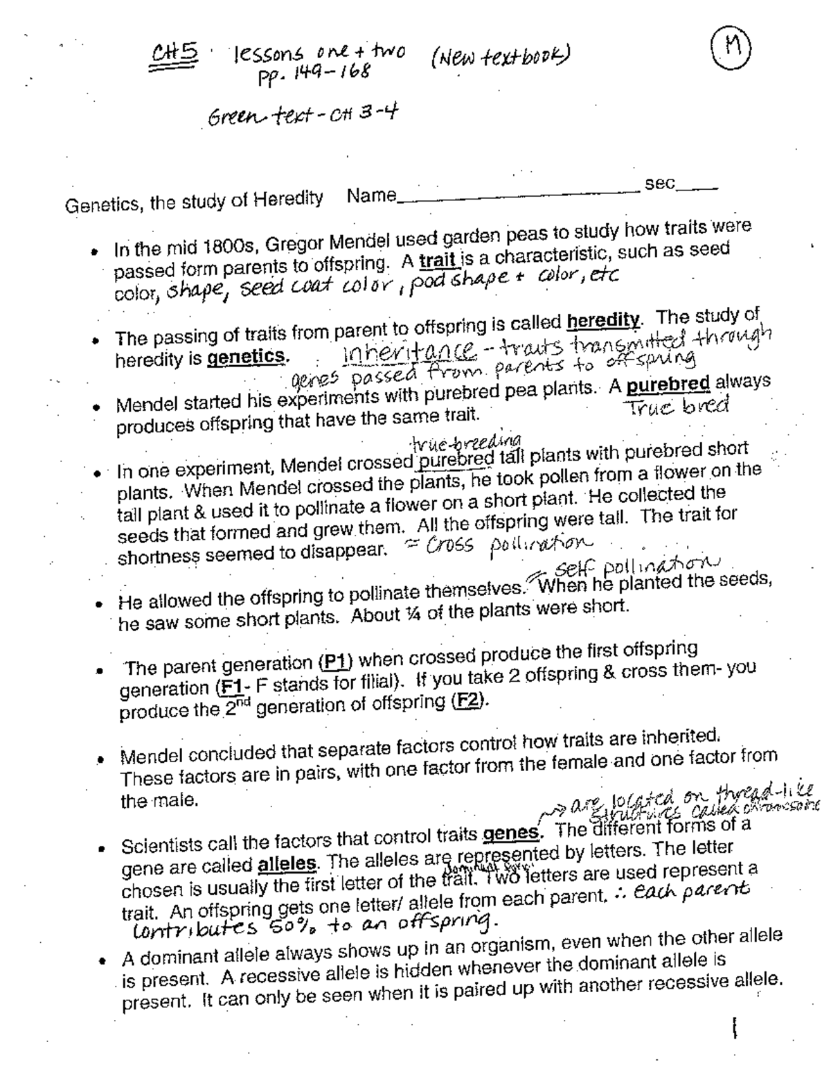 Genetics%20Answers%20to%20notes%20and%20worksheets - Methods Of ...