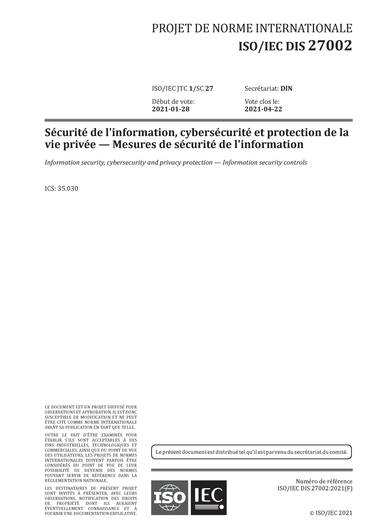 Iso-iec-27002-2022-fr Compress - © ISO/IEC 2021 Sécurité De L ...