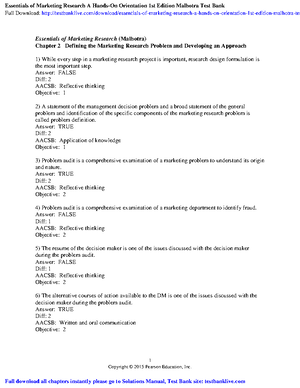 Essentials of marketing research a hands on orientation 1st