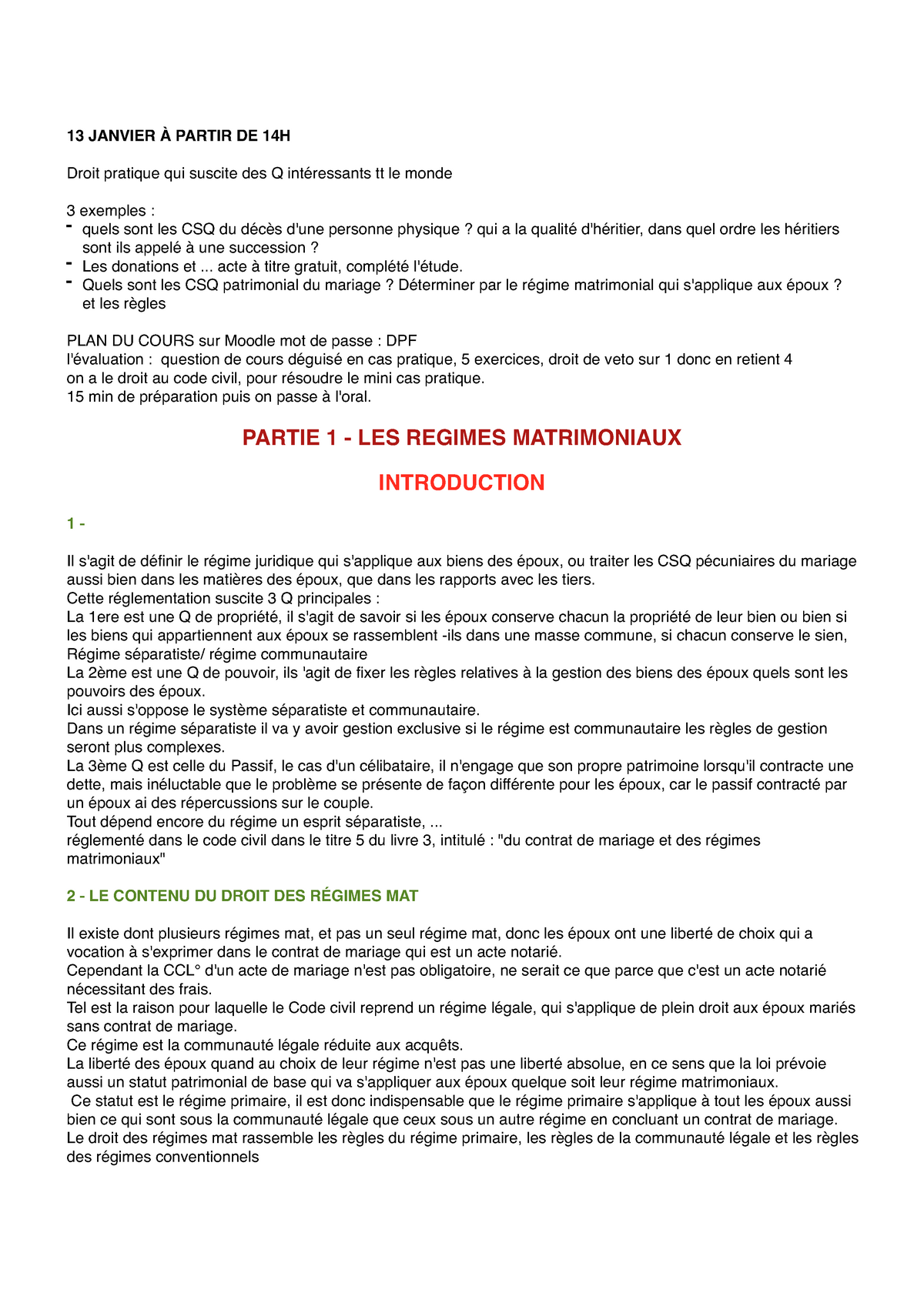 Cours - 13 JANVIER À PARTIR DE 14H Droit Pratique Qui Suscite Des Q ...