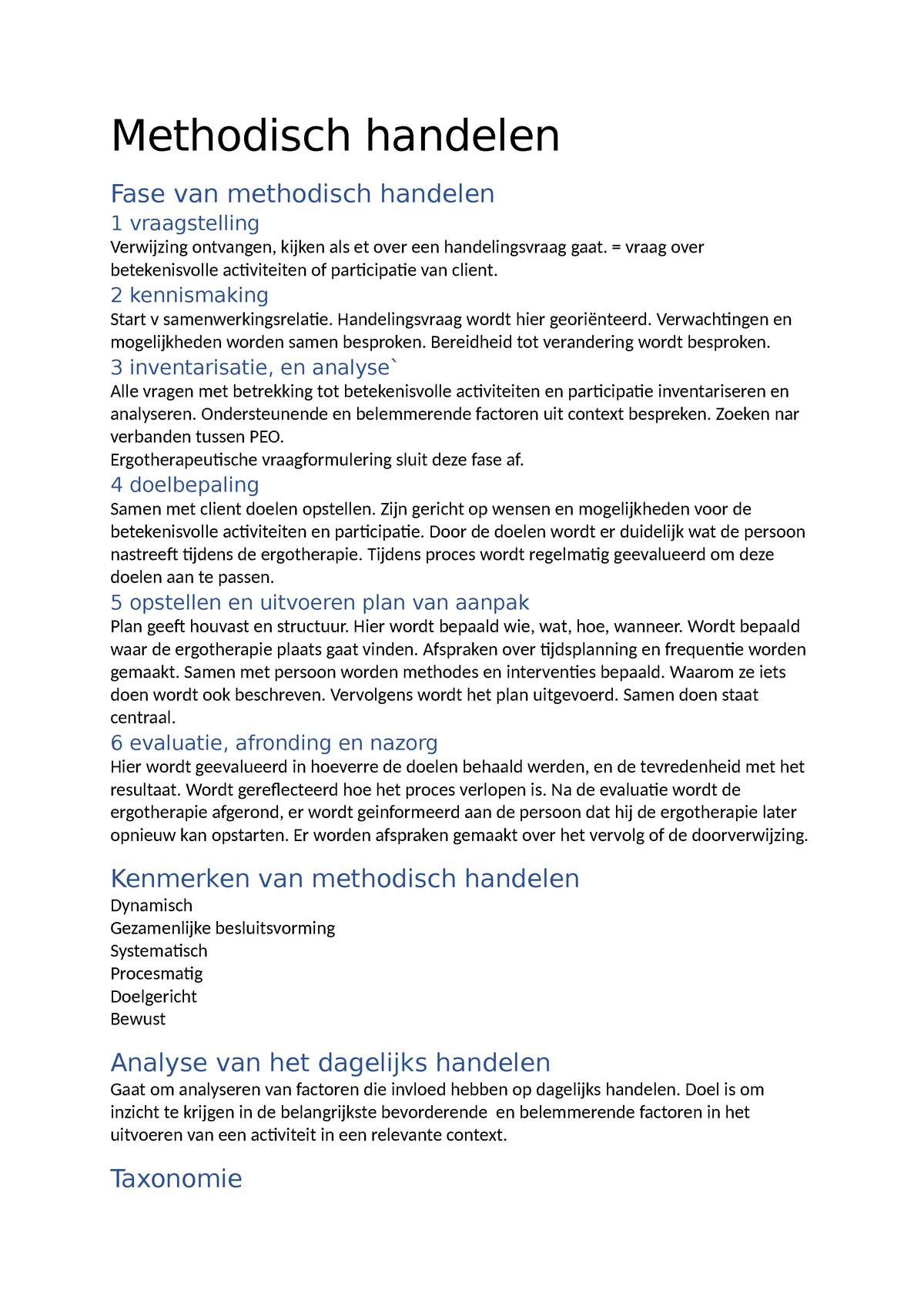 Samenvatting Methodisch Handelen - Methodisch Handelen Fase Van ...