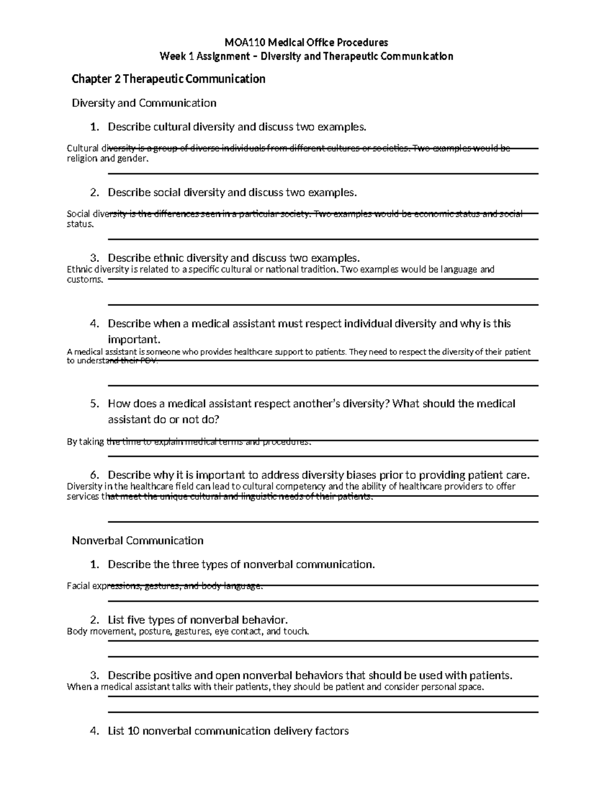 Week 1 Assignment Worksheet - Week 1 Assignment – Diversity And ...