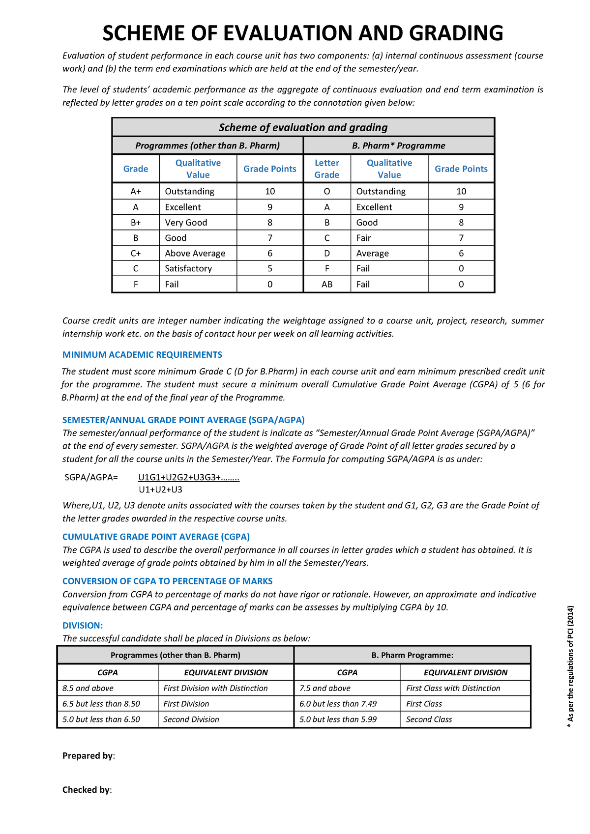 Scheme of evaluation - SCHEME OF EVALUATION AND GRADING Evaluation of ...