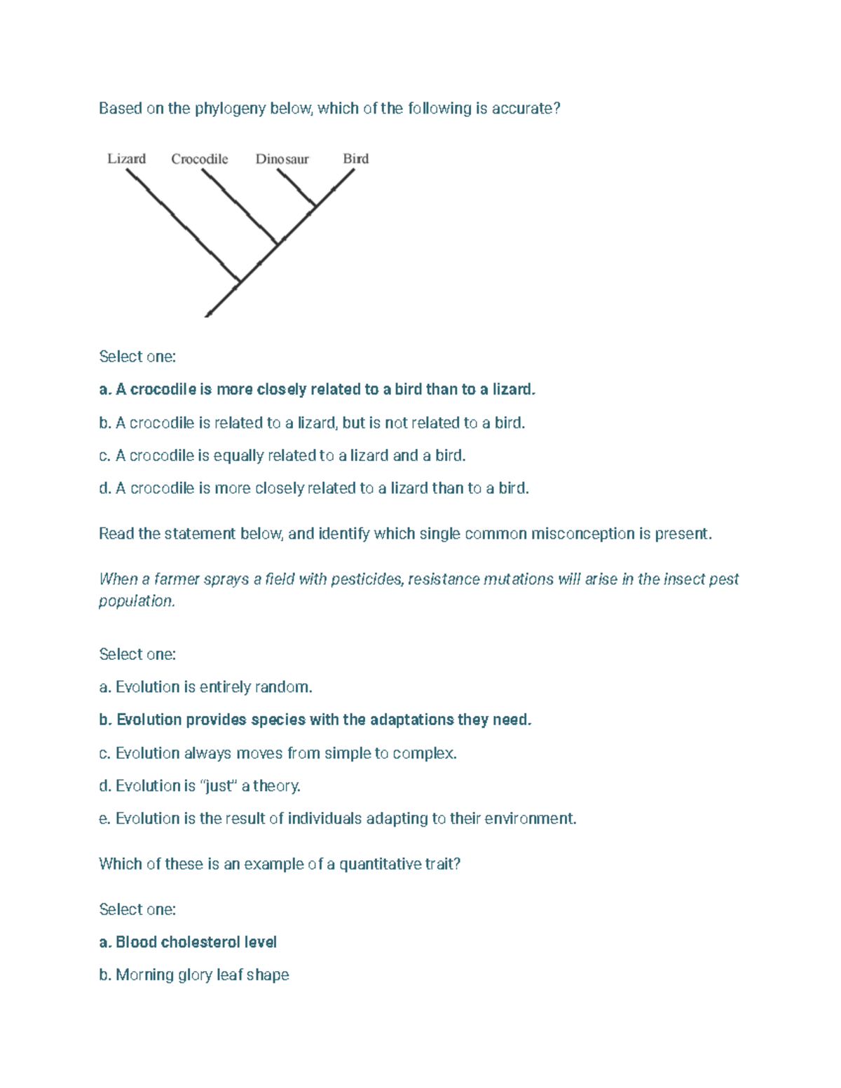 Evolution Final Exam Questions - BIOS 317 - Studocu