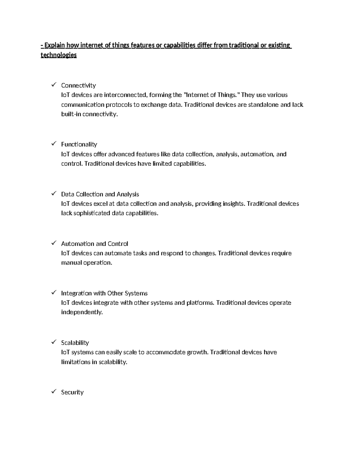 Emer - Explain how internet of things features or capabilities differ ...