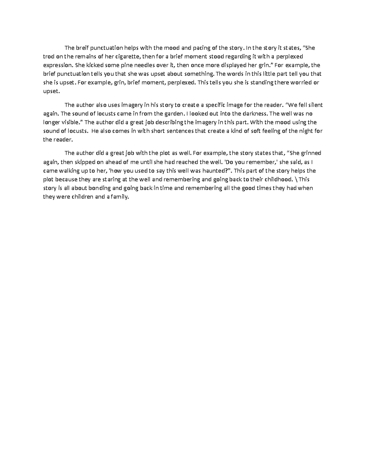 Body Paragraphs - crisco - The breif punctuation helps with the mood ...