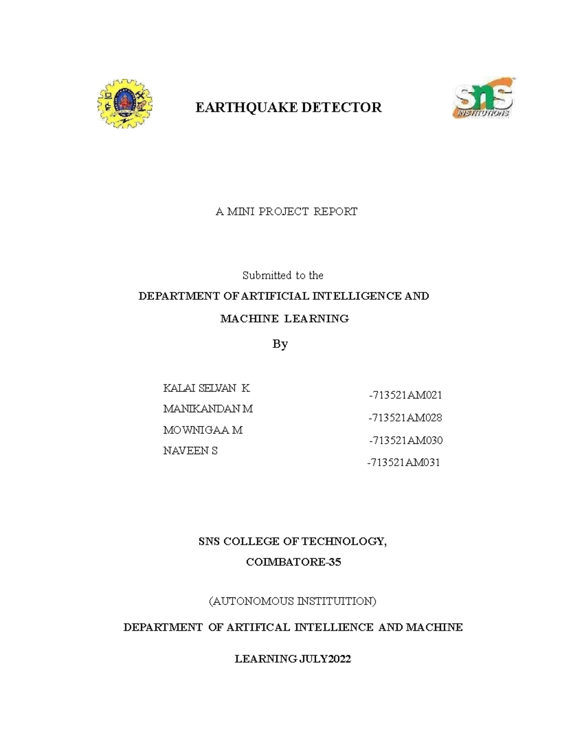 Mani Merged 2 Word - Earth Dedector - EARTHQUAKE DETECTOR A MINI ...