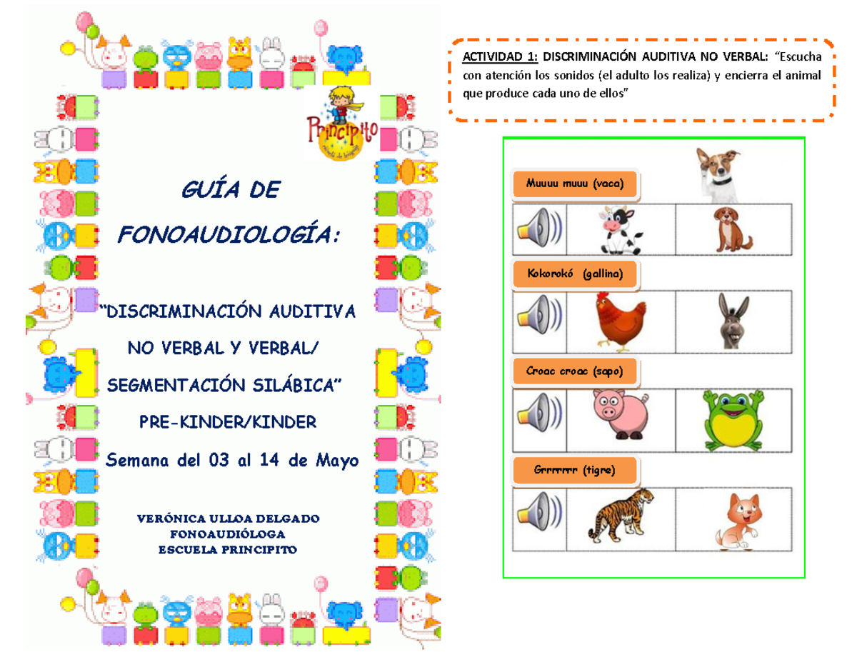 GUIA No2 intervencion Fonoaudiologica Pre Kinder Kinder - GUÍA DE