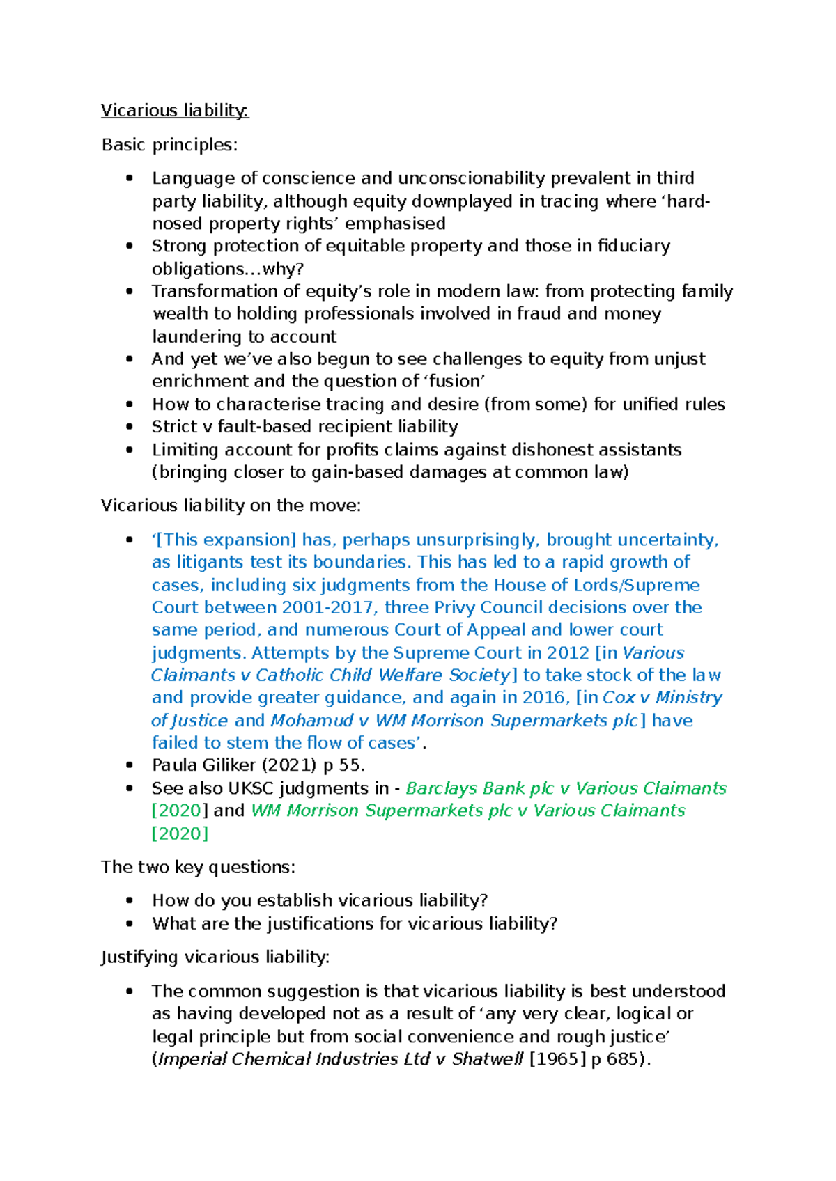 Vicarious liability - Vicarious liability: Basic principles: Language ...