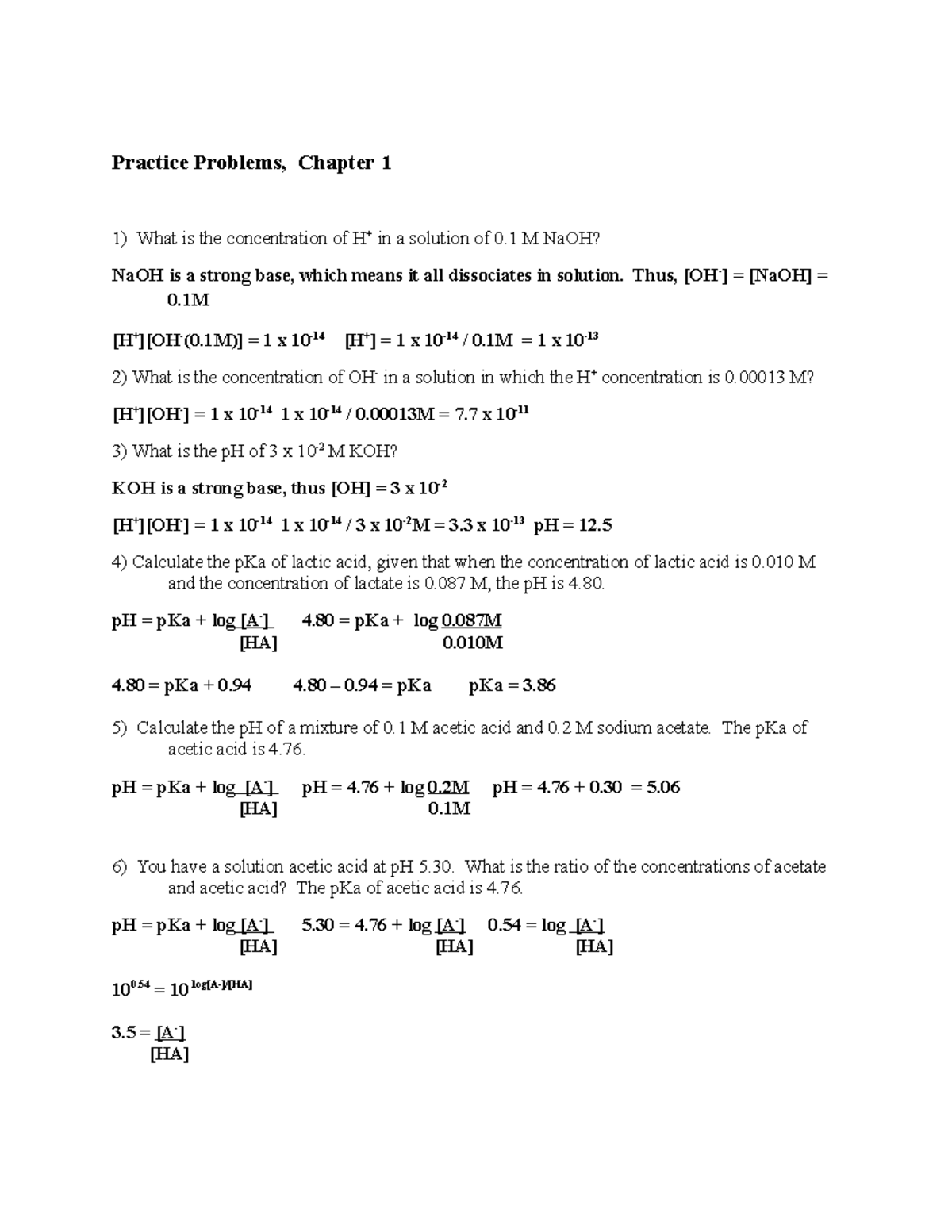 Answers Practice Problems Chap. 1 - Practice Problems, Chapter 1 What ...