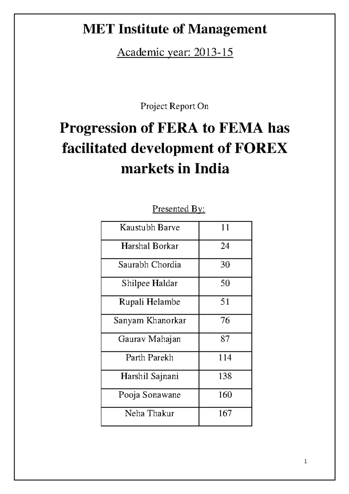 Progression of FERA to FEMA and its impa - MET Institute of Management ...