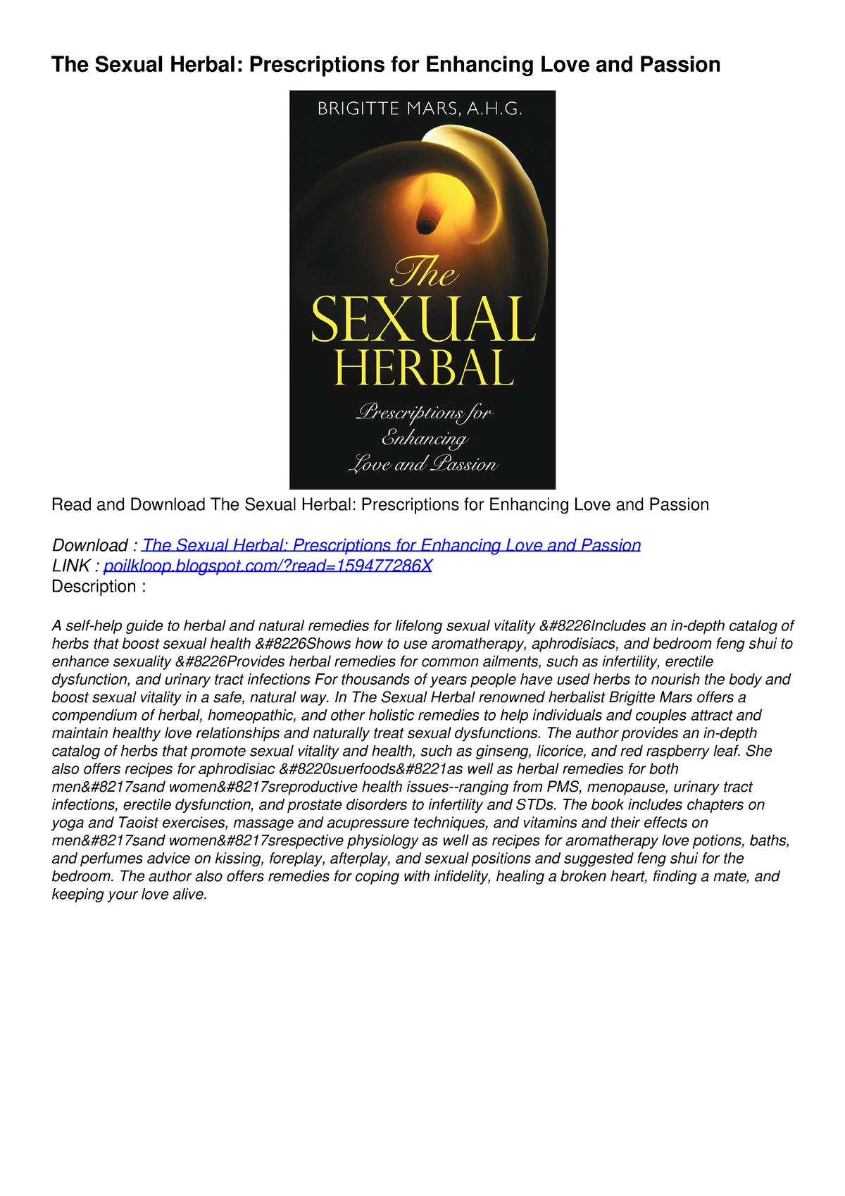 Download Pdf The Sexual Herbal Prescriptions For Enhancing Love And Passion F The Sexual 3635