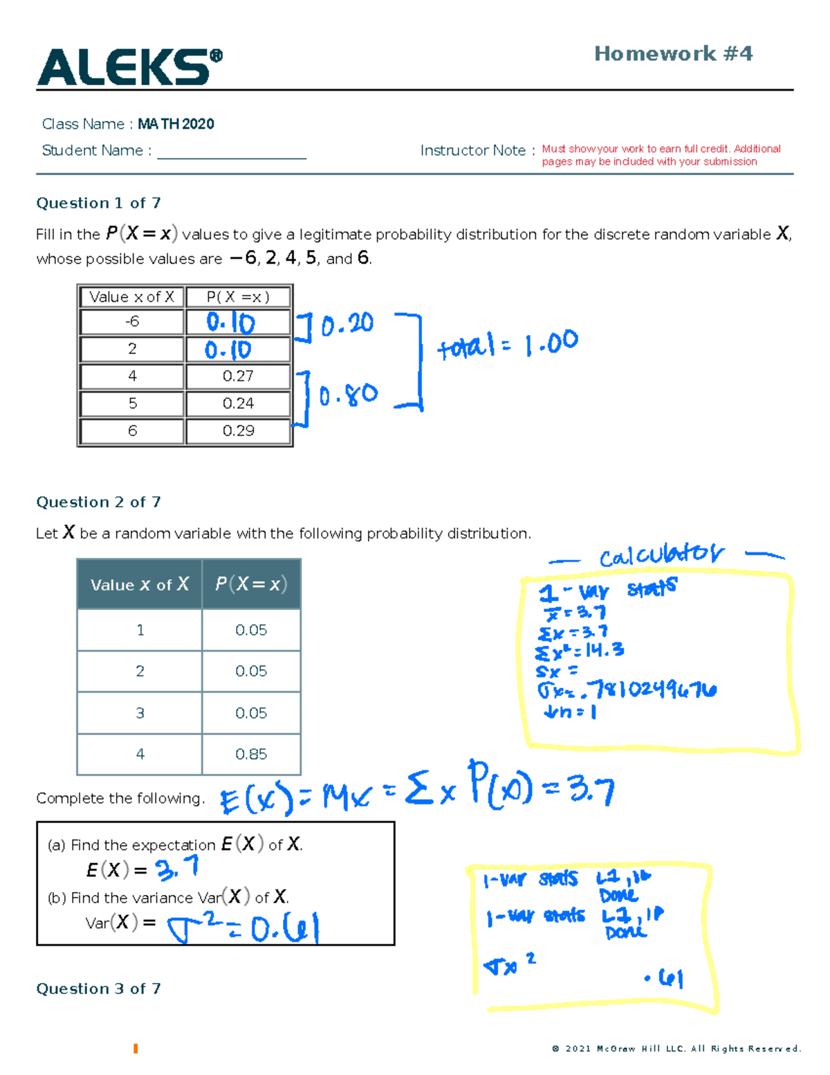 Homework 4 Aleks © 2 0 2 1 M c G ra w H i l l L L C. A l l R i g h