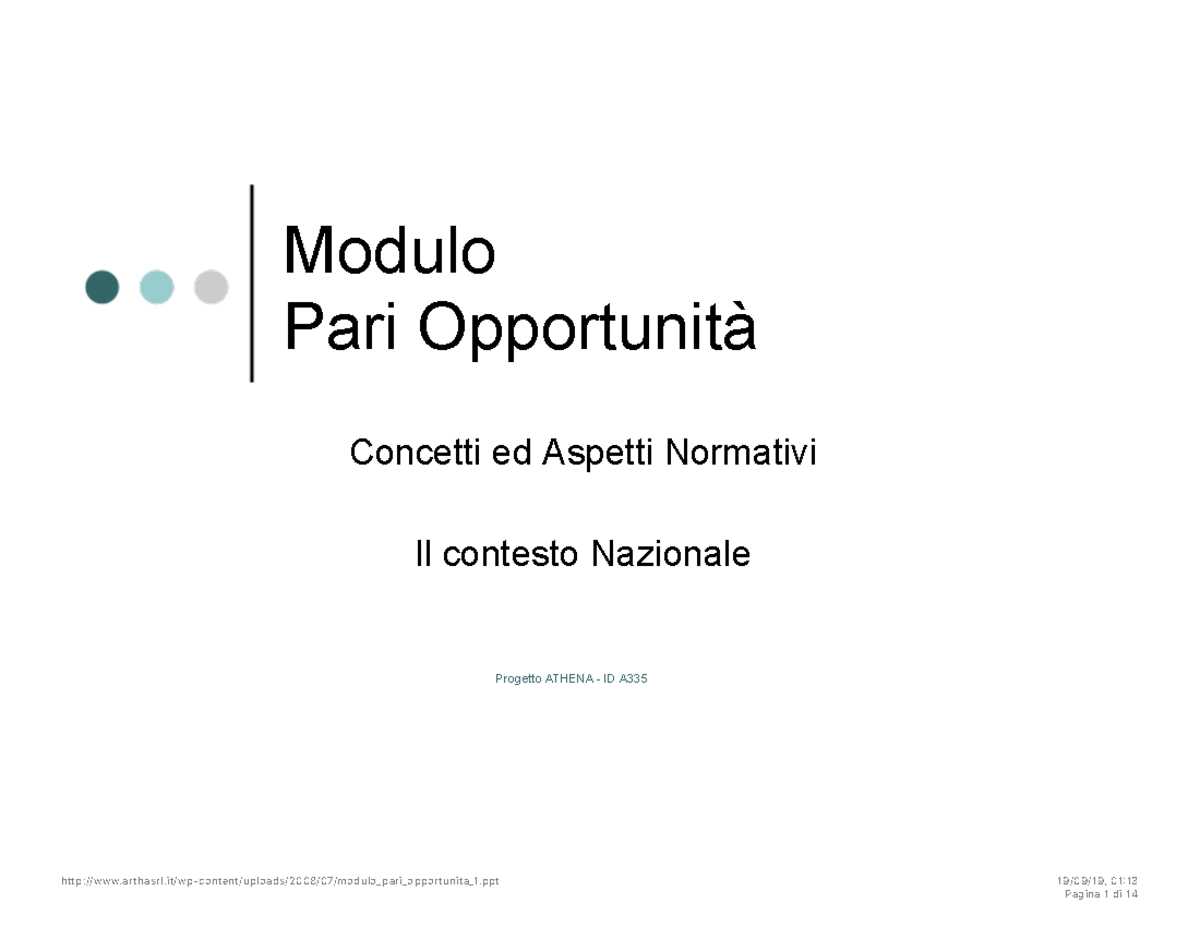Pari opportunita its2 pari opportunità definizione e riferimenti