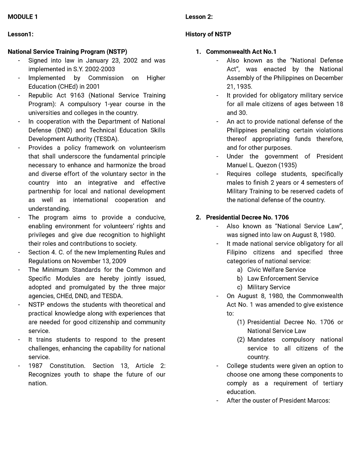 CLSU NSTP - NSTP In Central Luzon State University - MODULE 1 Lesson1 ...