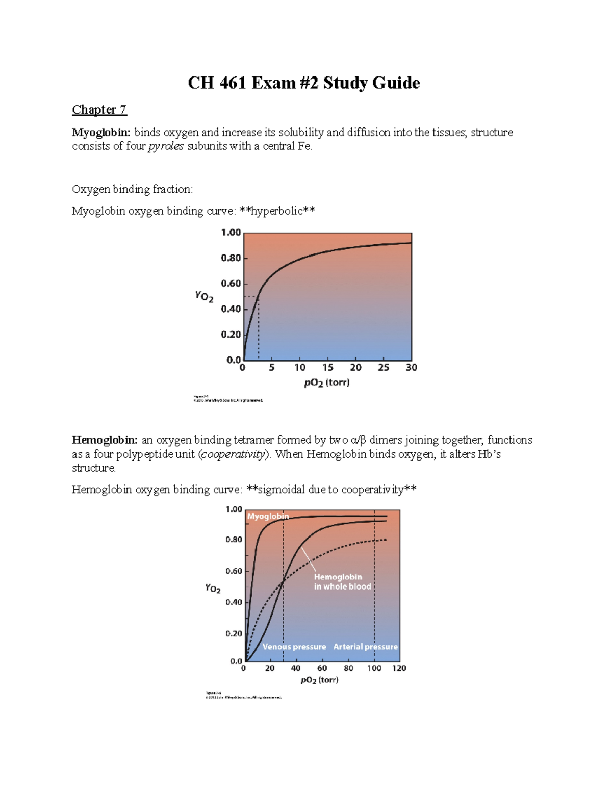 CH 461 Exam II Study Guide - CH 461 Exam #2 Study Guide Chapter 7 ...
