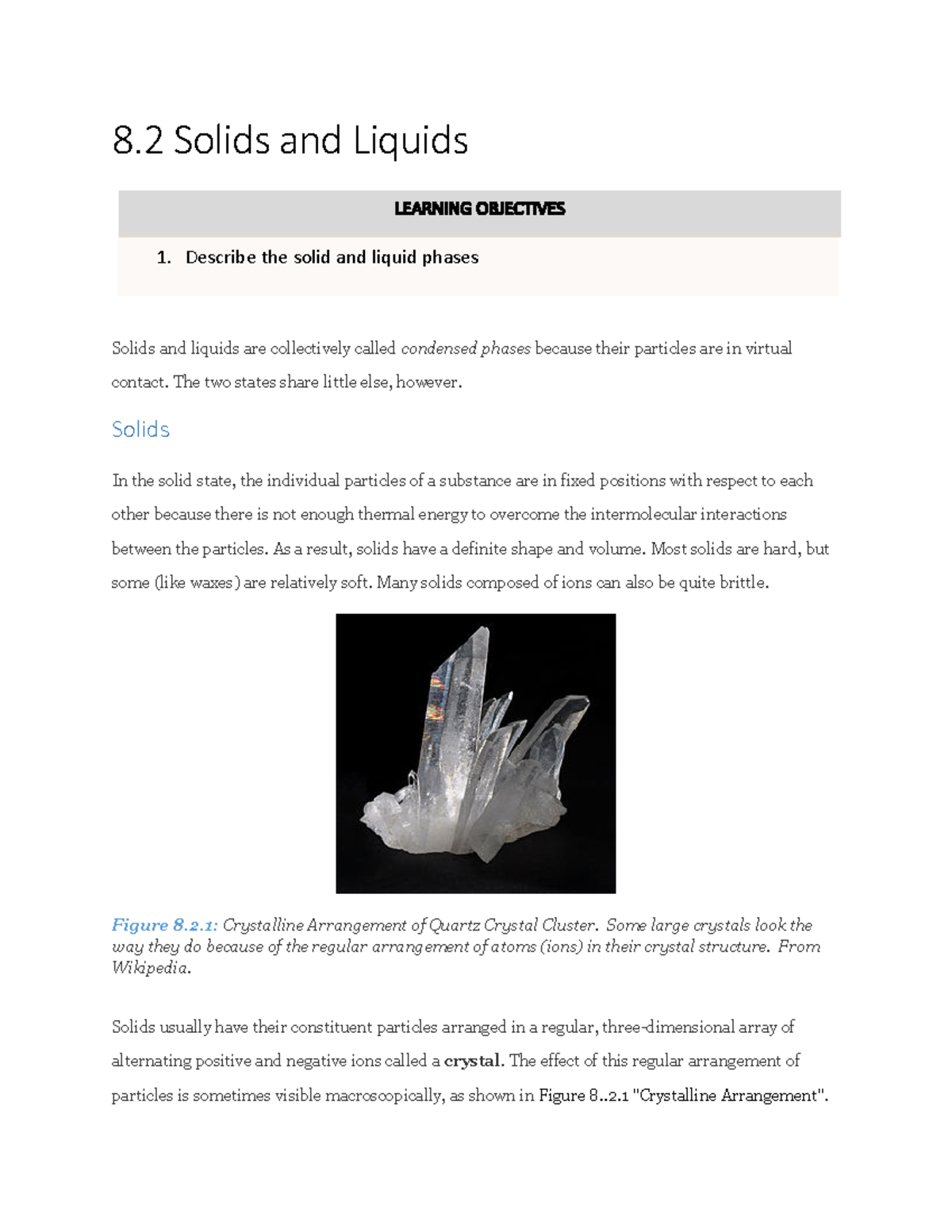 Section 8 Lecture notes ch 8 8 Solids and Liquids Solids and