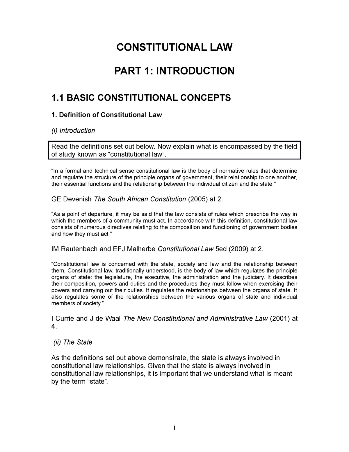 WS1 Basic Concepts - Lecture Notes 2 - CONSTITUTIONAL LAW PART 1 ...