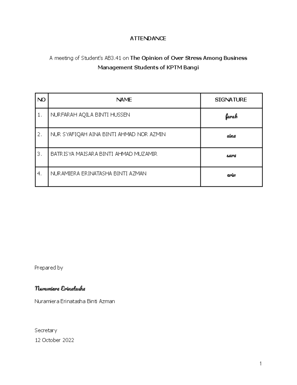 HOC2013 Agenda - HOC - ATTENDANCE A meeting of Student’s AB3 on The ...