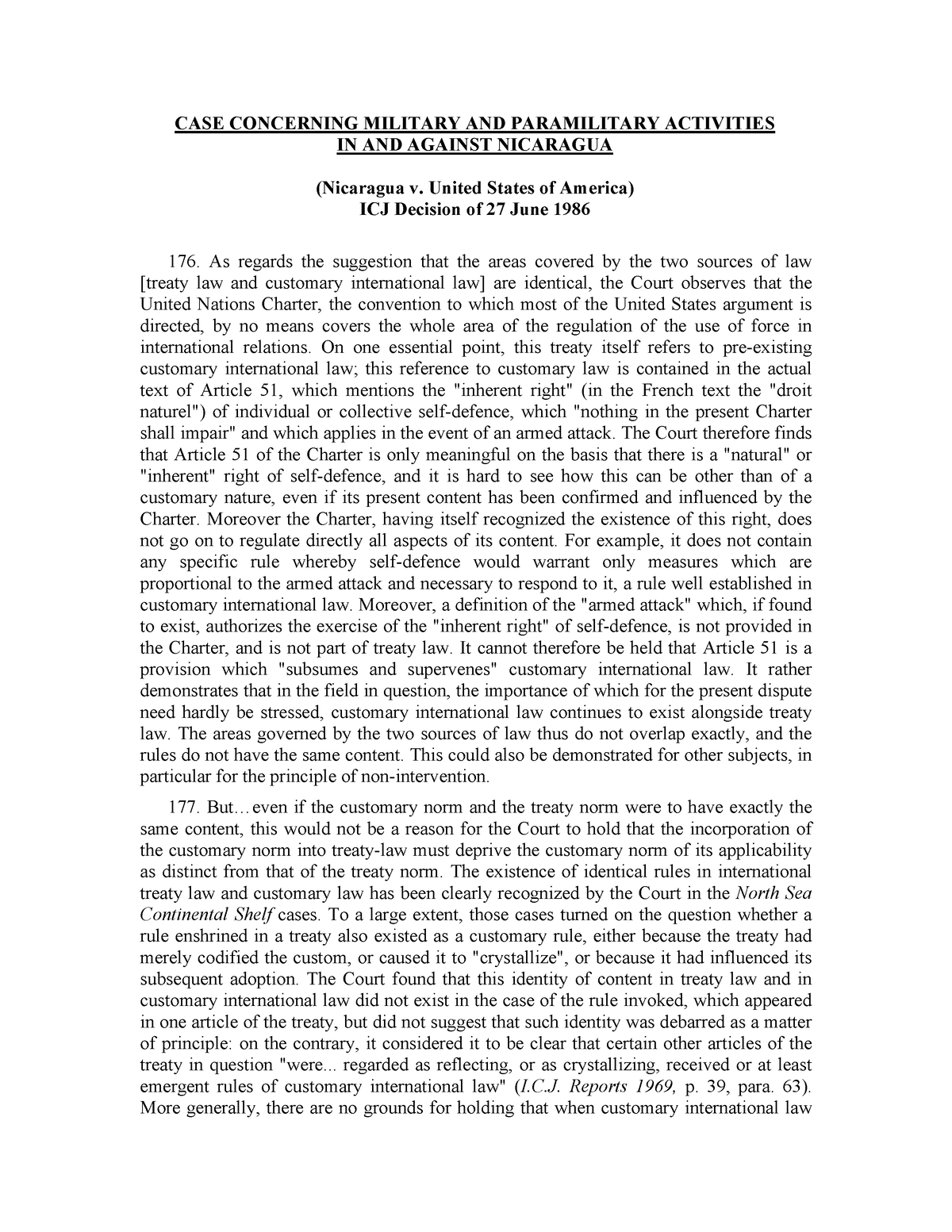 Case Concerning Military And Paramilitary Activities In And Against ...