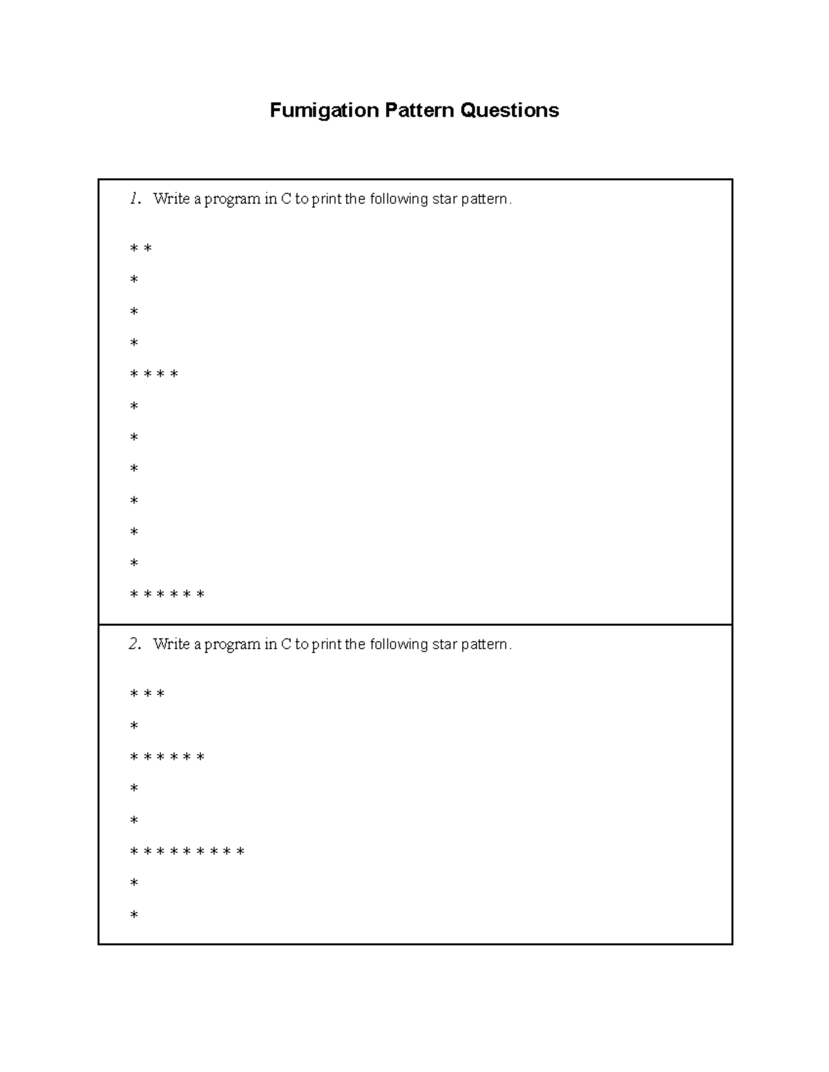 Pattern Questions