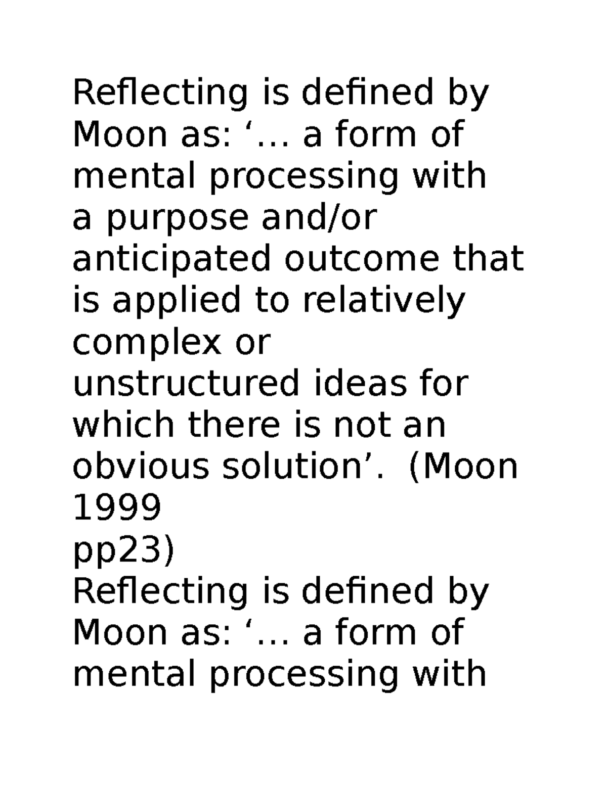 Reflecting - aaaaaaaaaaaaaaaaaa - Reflecting is defined by Moon as ...