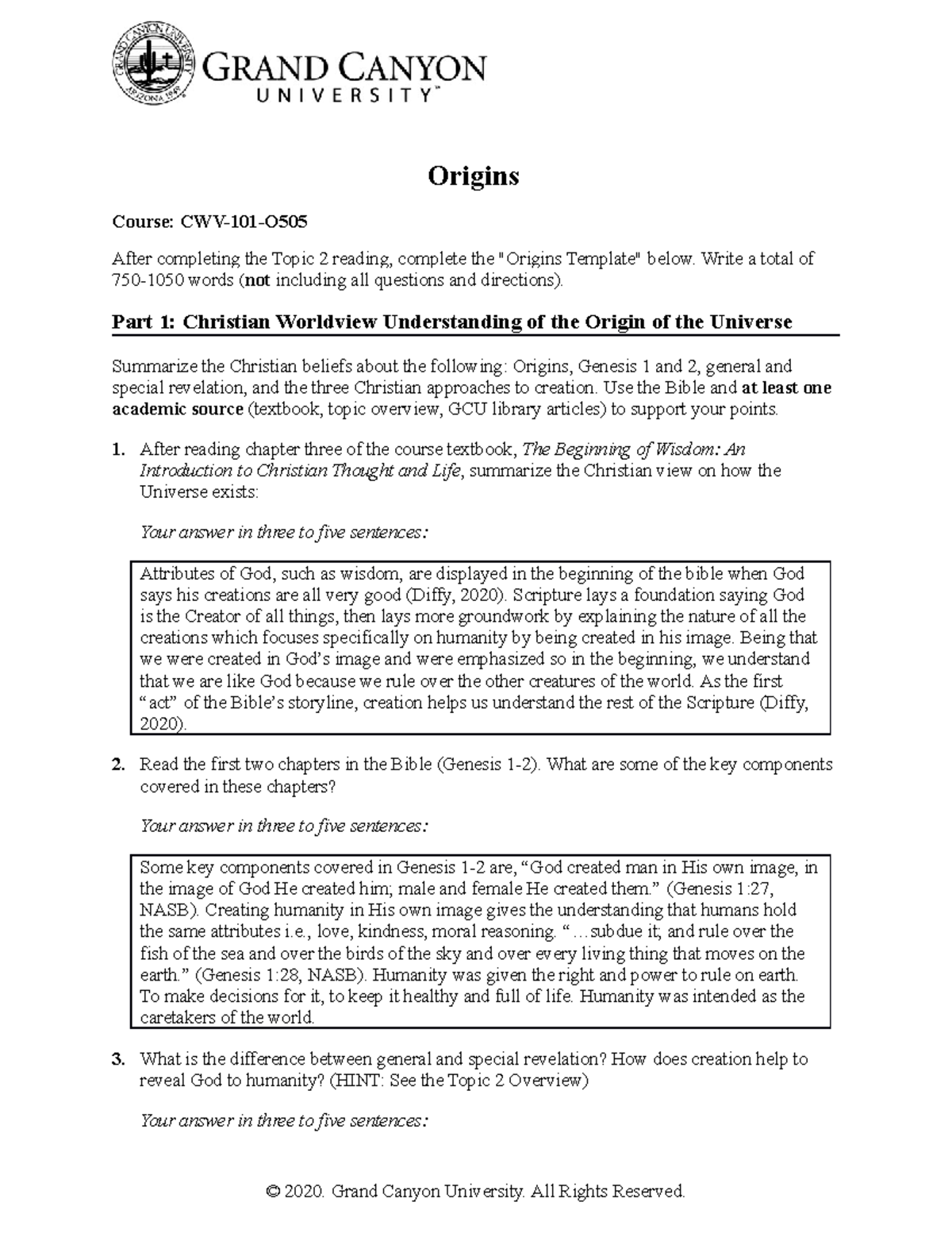T2 Origins Template CWV 101 Origins Worksheet Origins Course: CWV