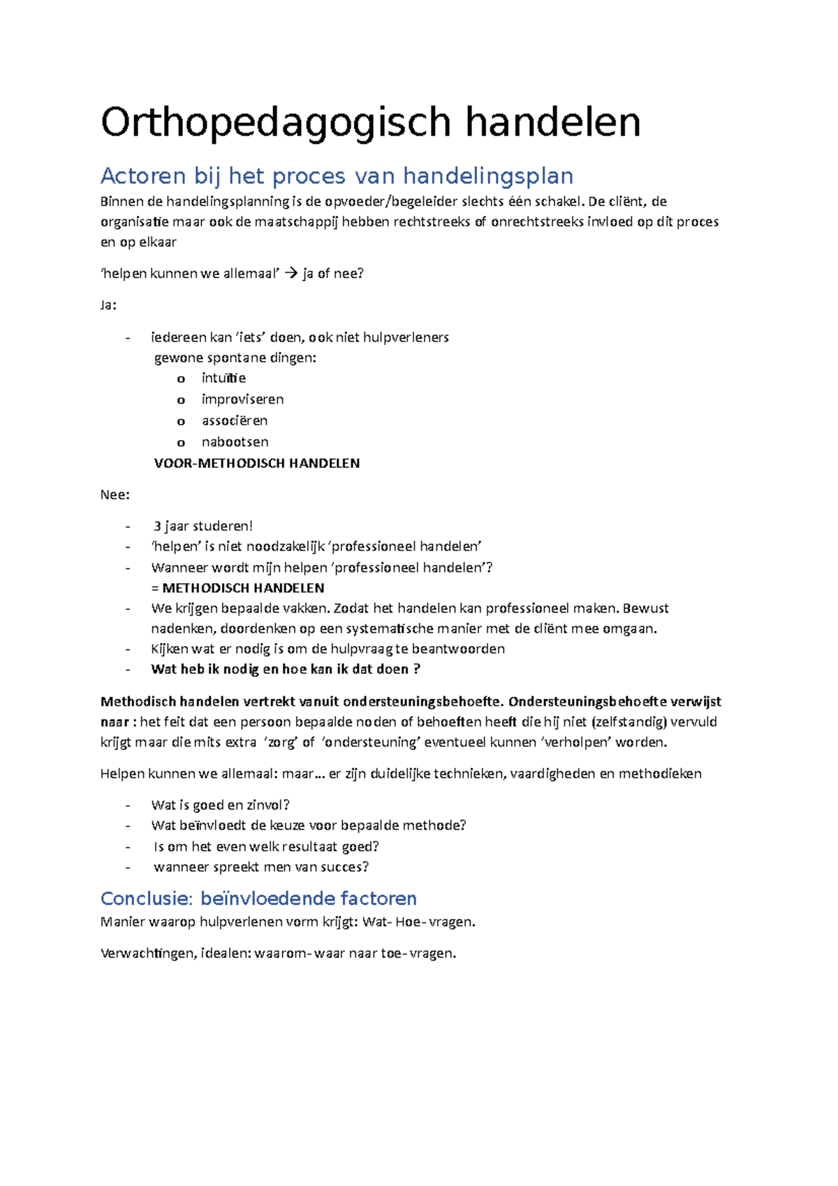 Orthopedagogisch handelen - Orthopedagogisch handelen Actoren bij het ...