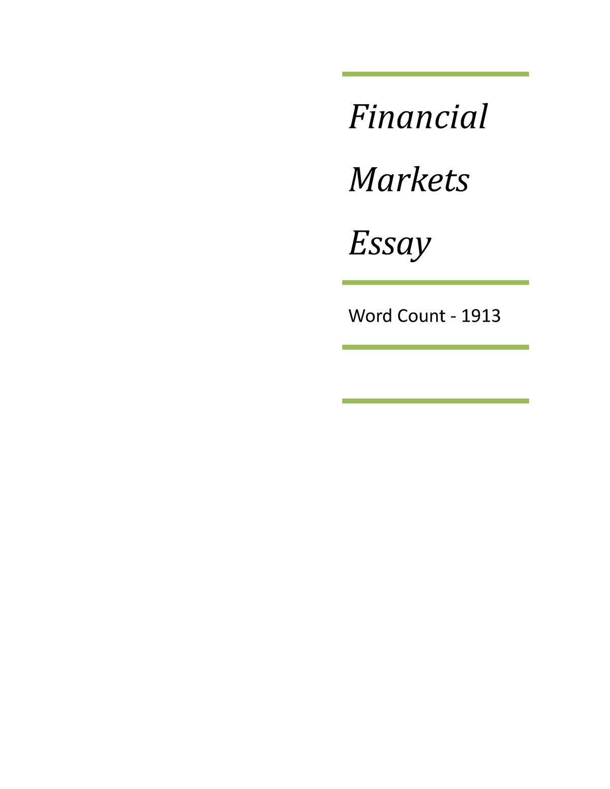 financial markets thesis