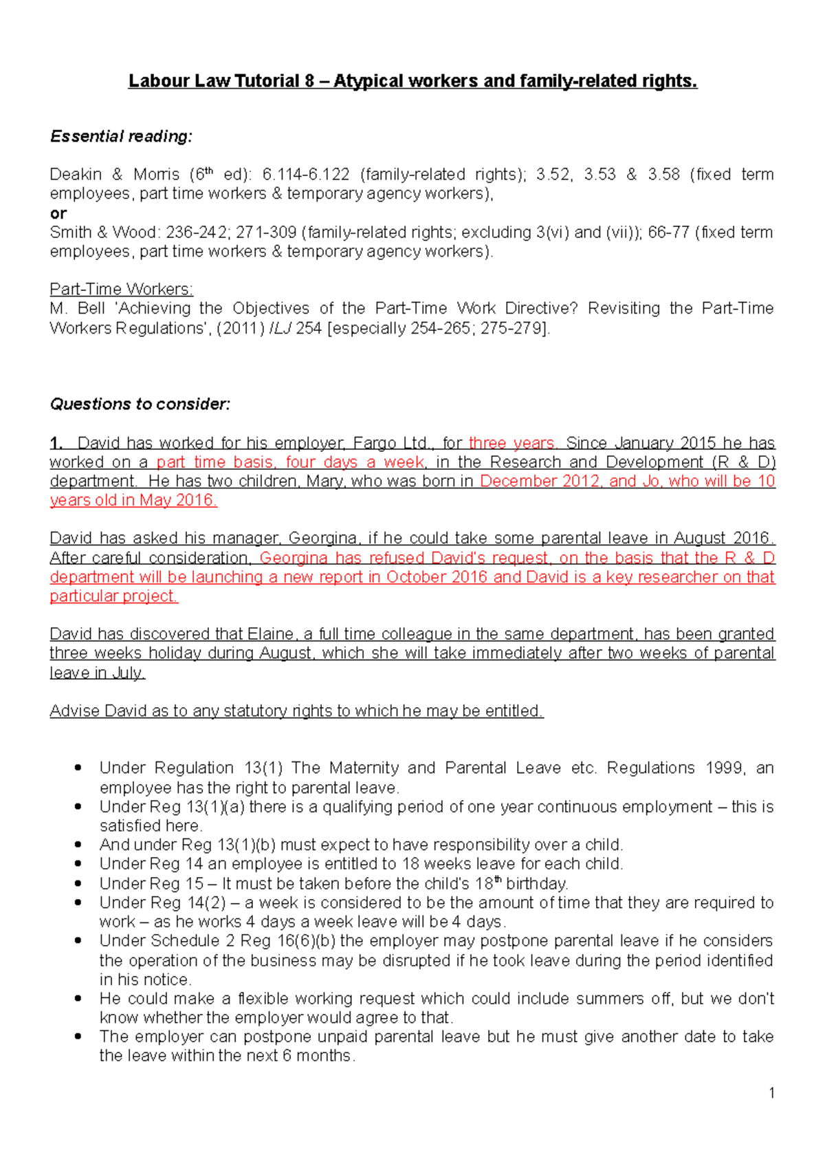 abour Law Tutorial 8 – Atypical workers and family - Labour Law ...