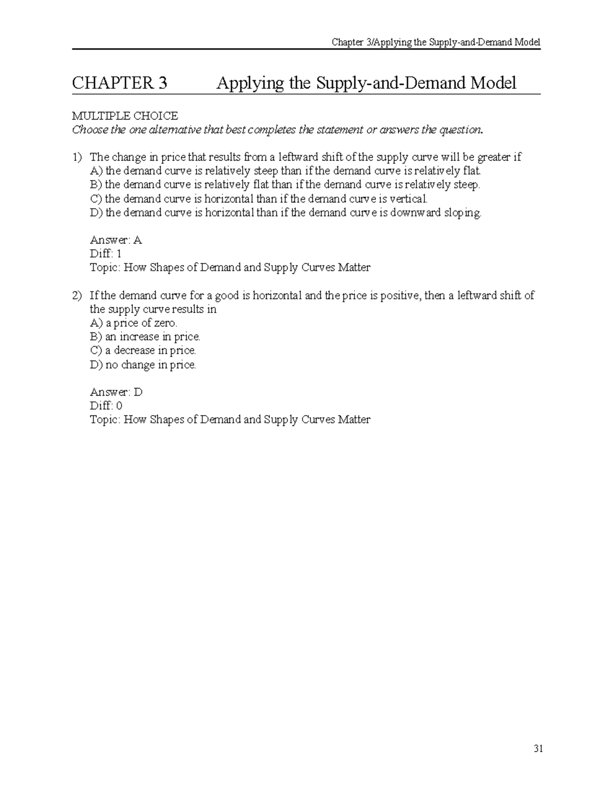 Chapter 3 microeconomics - CHAPTER 3 Applying the Supply-and-Demand ...
