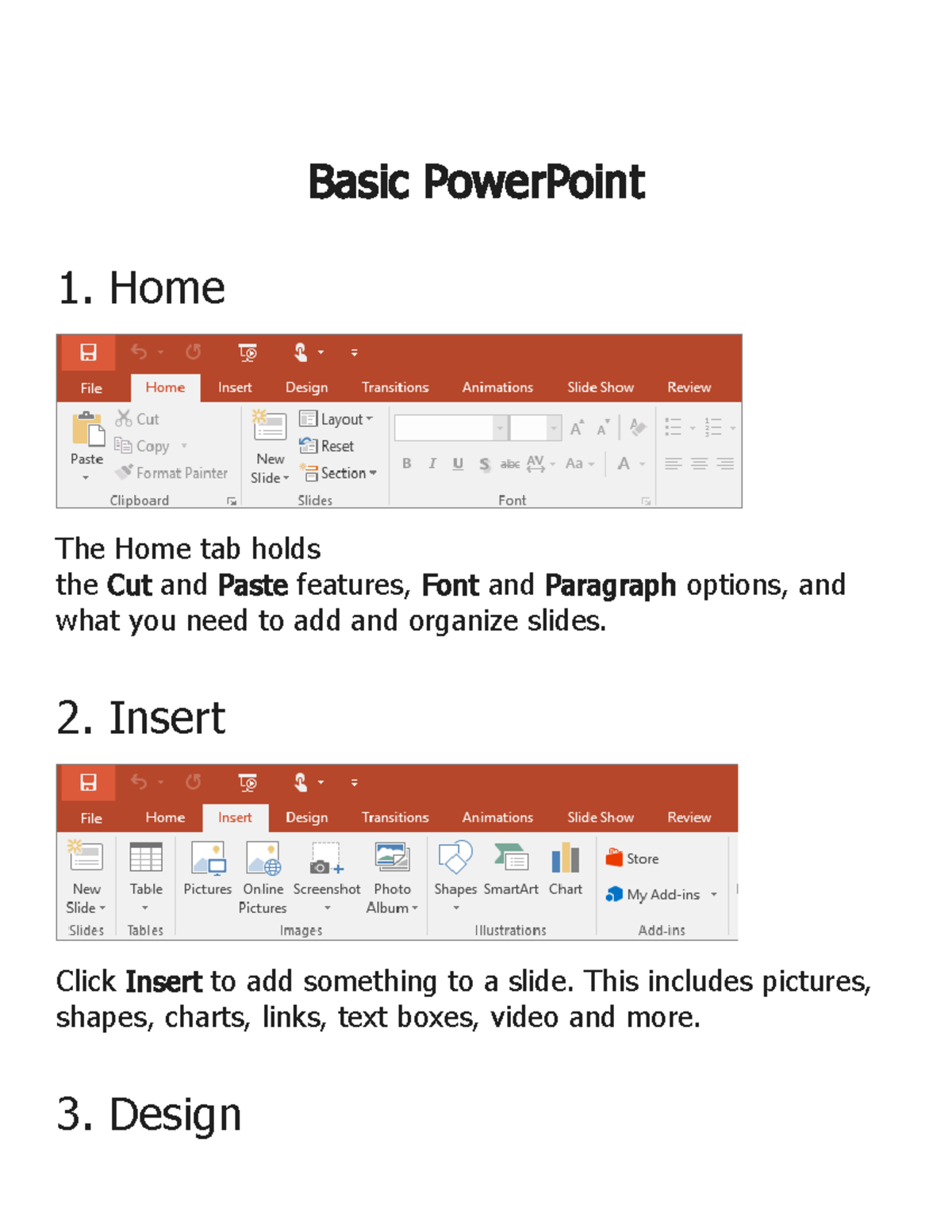 Basic-Powerpoint - Lecture - Basic PowerPoint 1. Home The Home tab ...