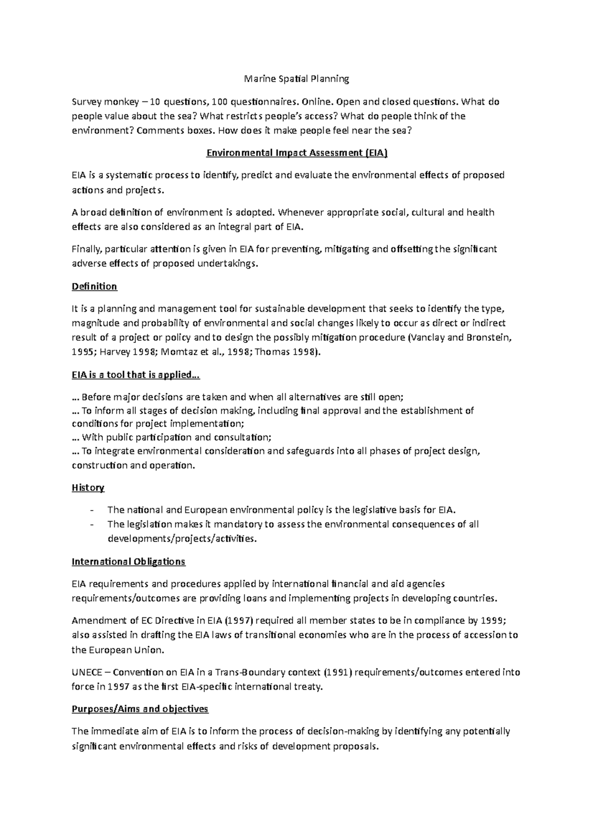 Environmental Impact Assessments - Marine Spatial Planning Survey ...