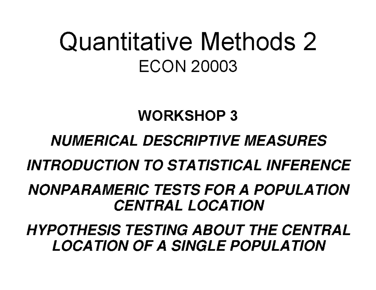 3 Quantitative Methods 2 ECON 20003 3 NUMERICAL