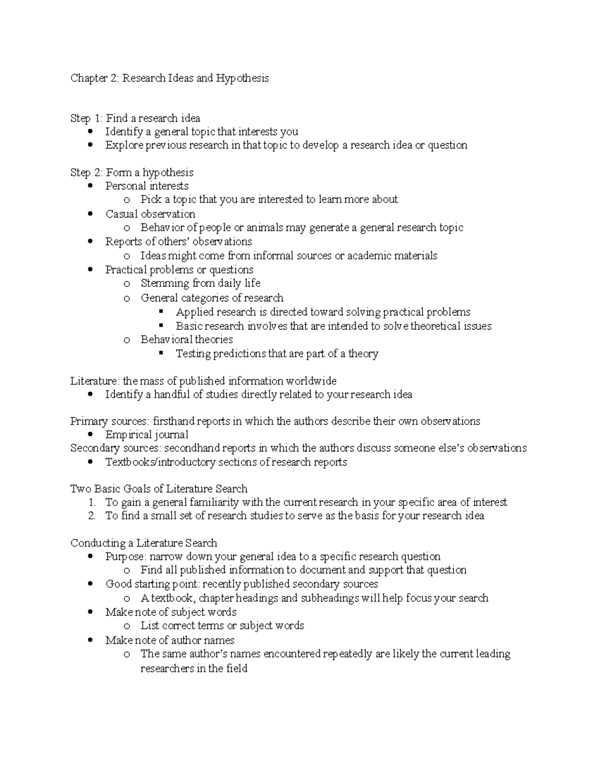 Chapter 2 Research Ideas And Hypotheses - Chapter 2: Research Ideas And ...