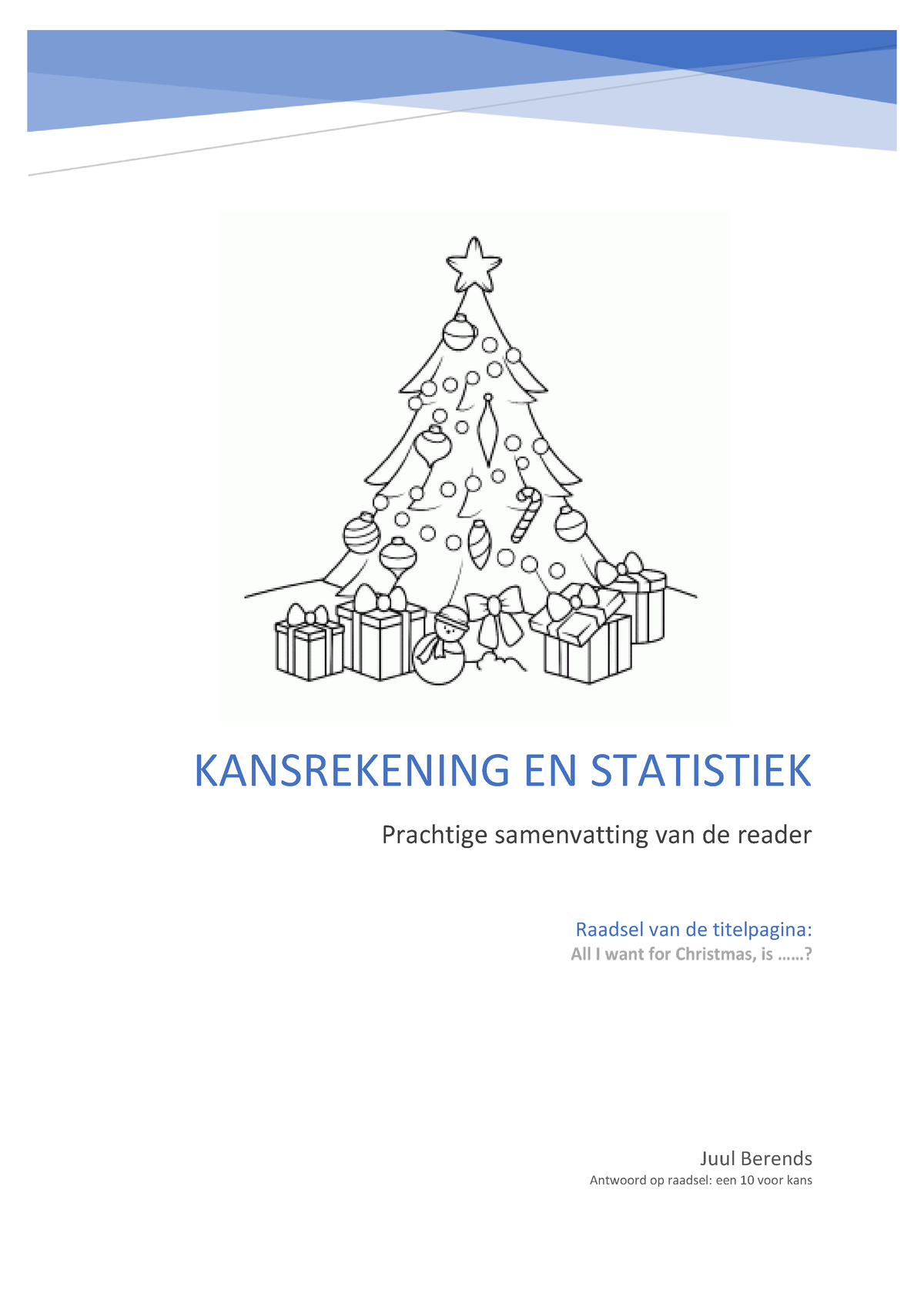 Samenvatting Reader - M KANSREKENING EN STATISTIEK Prachtige ...