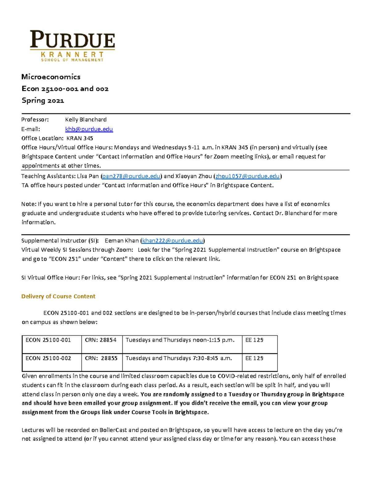 Econ 251 Syllabus Spring 2021-001-002 - Microeconomics Econ 25100-001 ...