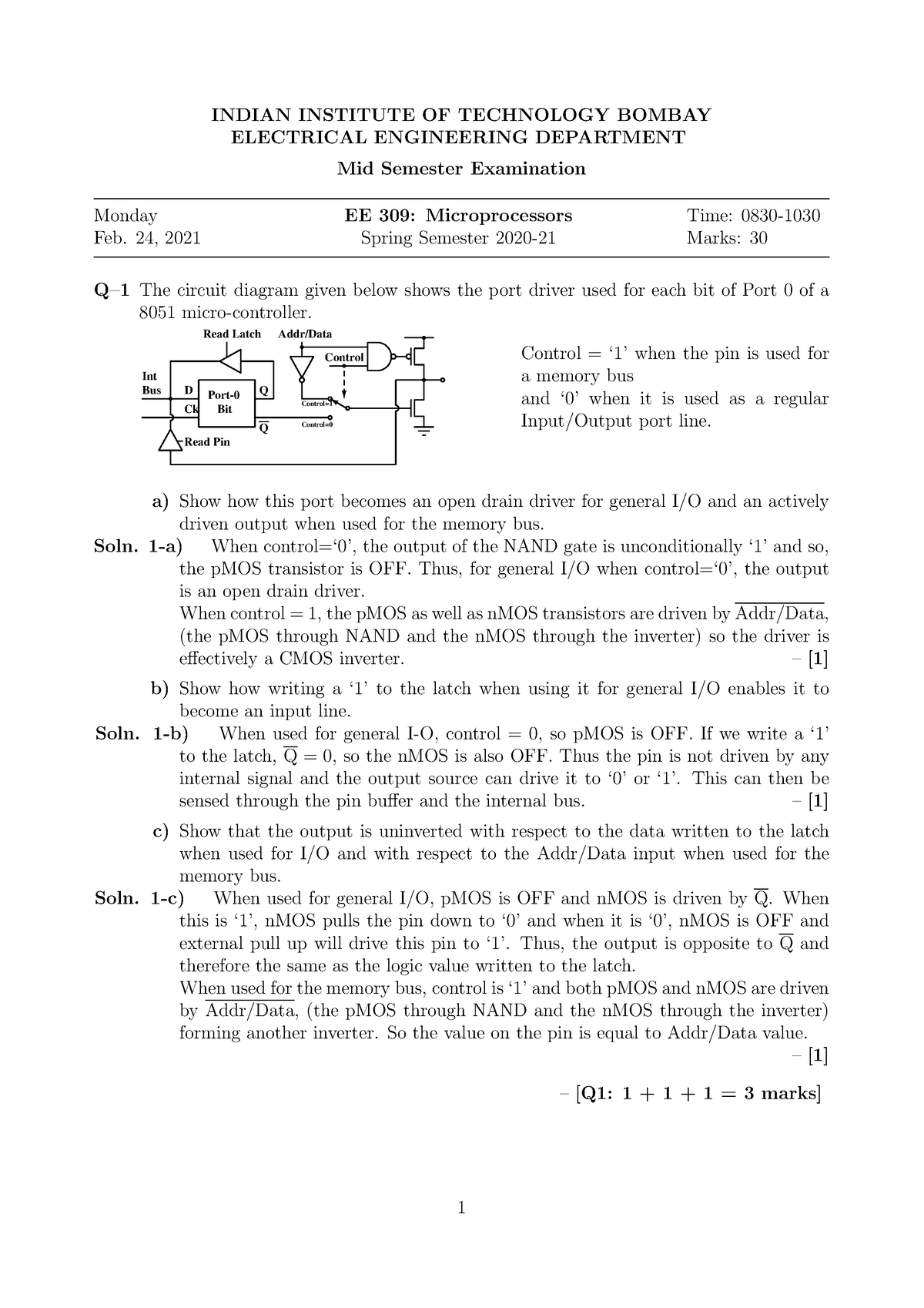 EE309 Midsem Paper & Solution - INDIAN INSTITUTE OF TECHNOLOGY BOMBAY ...