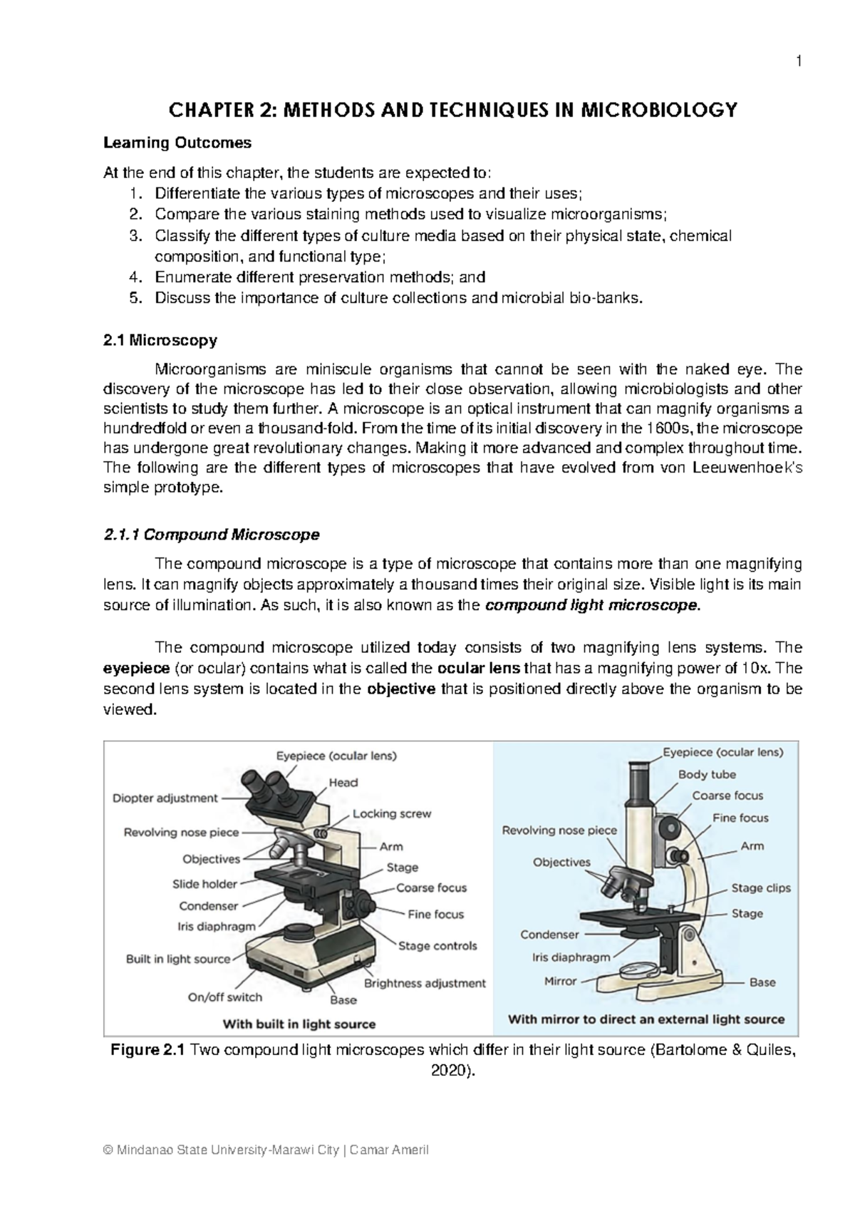 Chapter 2 Methods and Techniques in Microbiology - CHAPTER 2 : METHODS ...