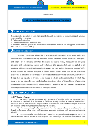 Module 1 The Teaching Profession - Unit I-Nature Of Teaching And ...