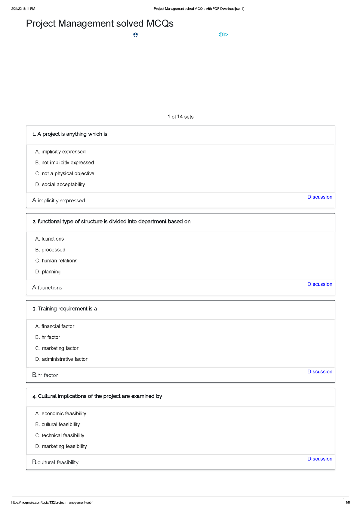 Project Management Solved MCQ S With PDF Download Set Project Management Solved MCQs Of