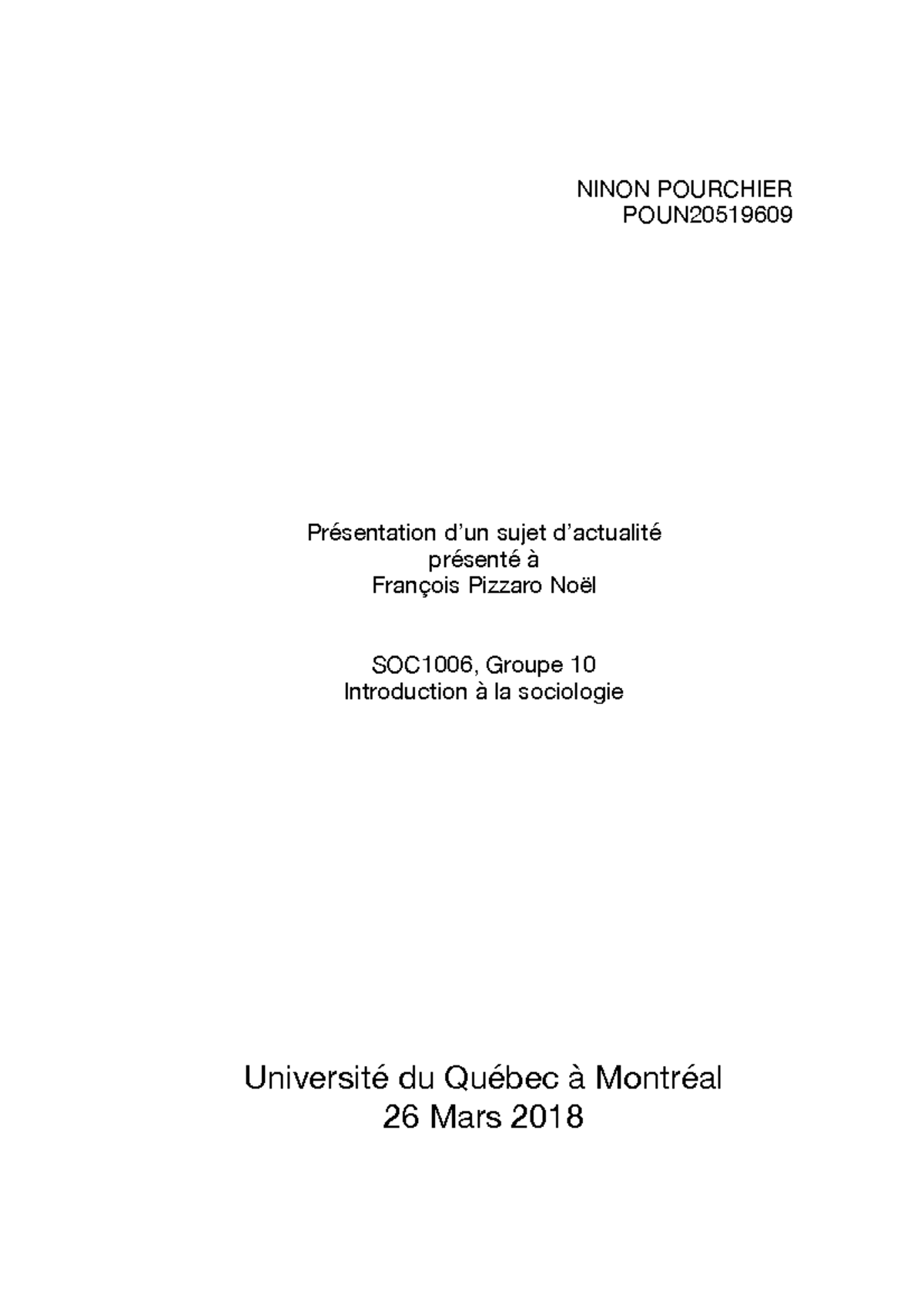 Examen Avril 2018 Soc1006 Introduction à La Sociologie - 