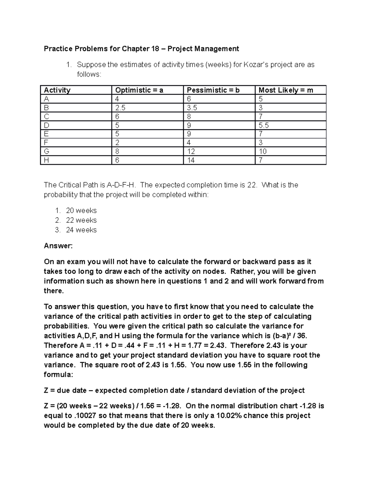 3308 - Chapter 18 - Practice Problems with Solutions - Practice ...