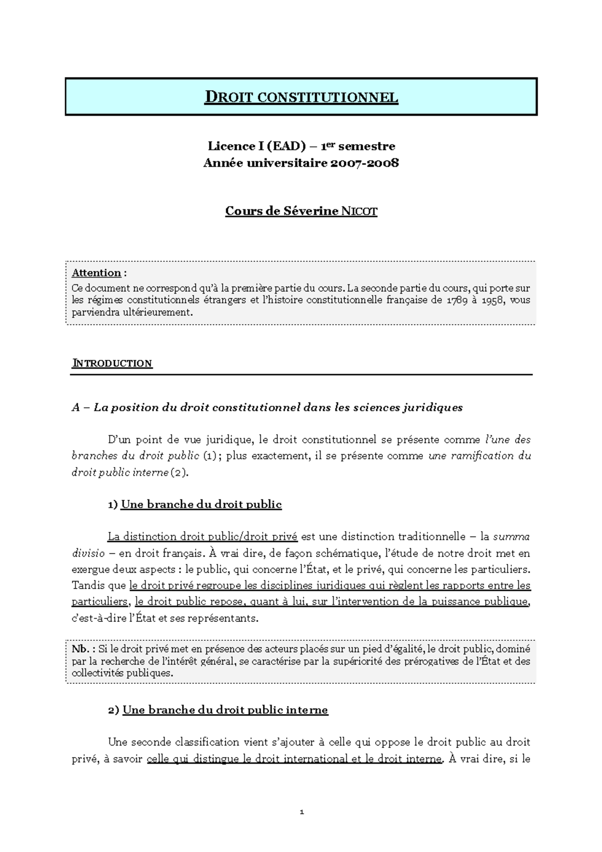 Cour integral sur le Doit Constitionnel - DROIT CONSTITUTIONNEL Licence ...